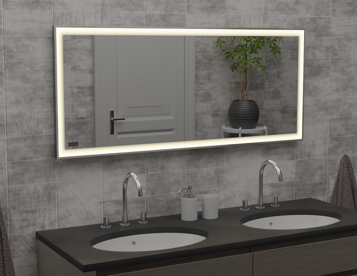 Infranomic LED Line Spiegelheizung mit Rahmen